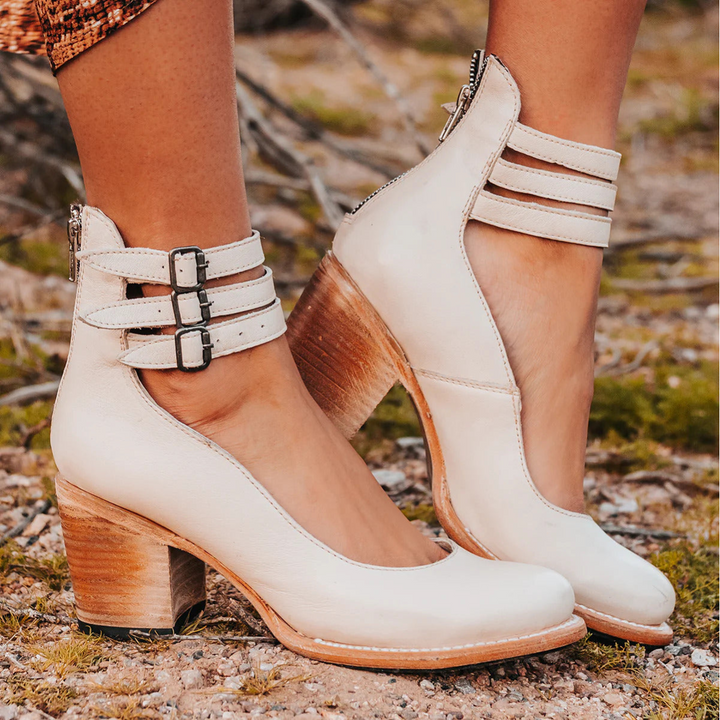 Philomena - Vintage Leder-Riemchen-High Heels