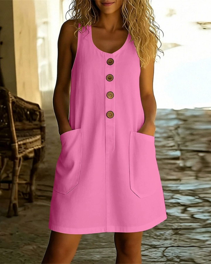 Katelin - Luftiges Sommerkleid mit durchgehender Knopfleiste