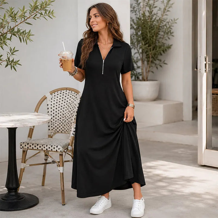 Primelle - Weiches Maxikleid mit Zipperkragen