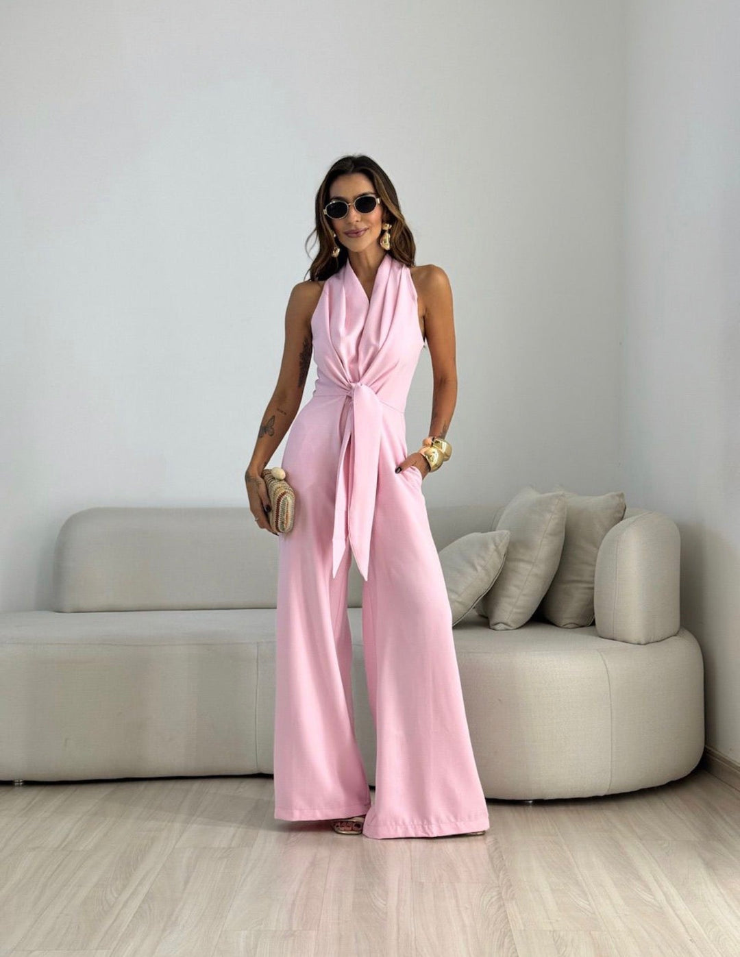 Ismerie - Fließender Jumpsuit mit weitem Bein