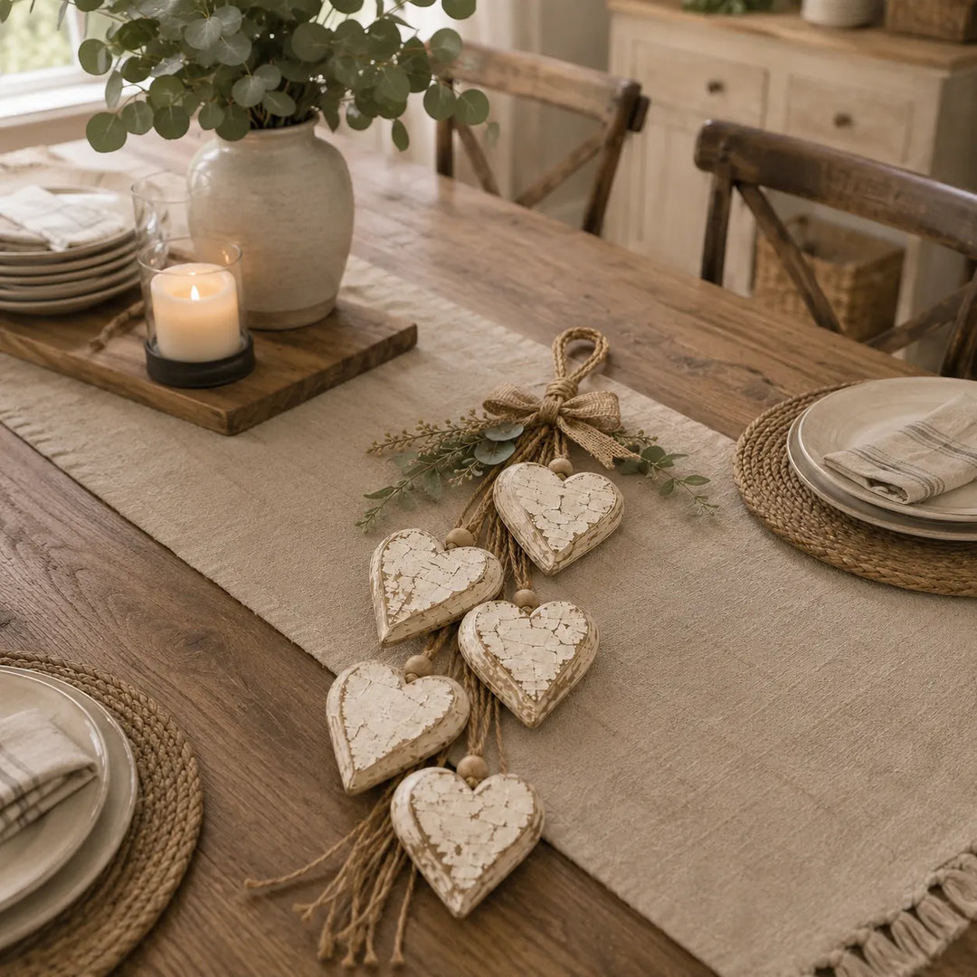 Alinora - Verwitterte Heart-Tassel-Wanddekoration