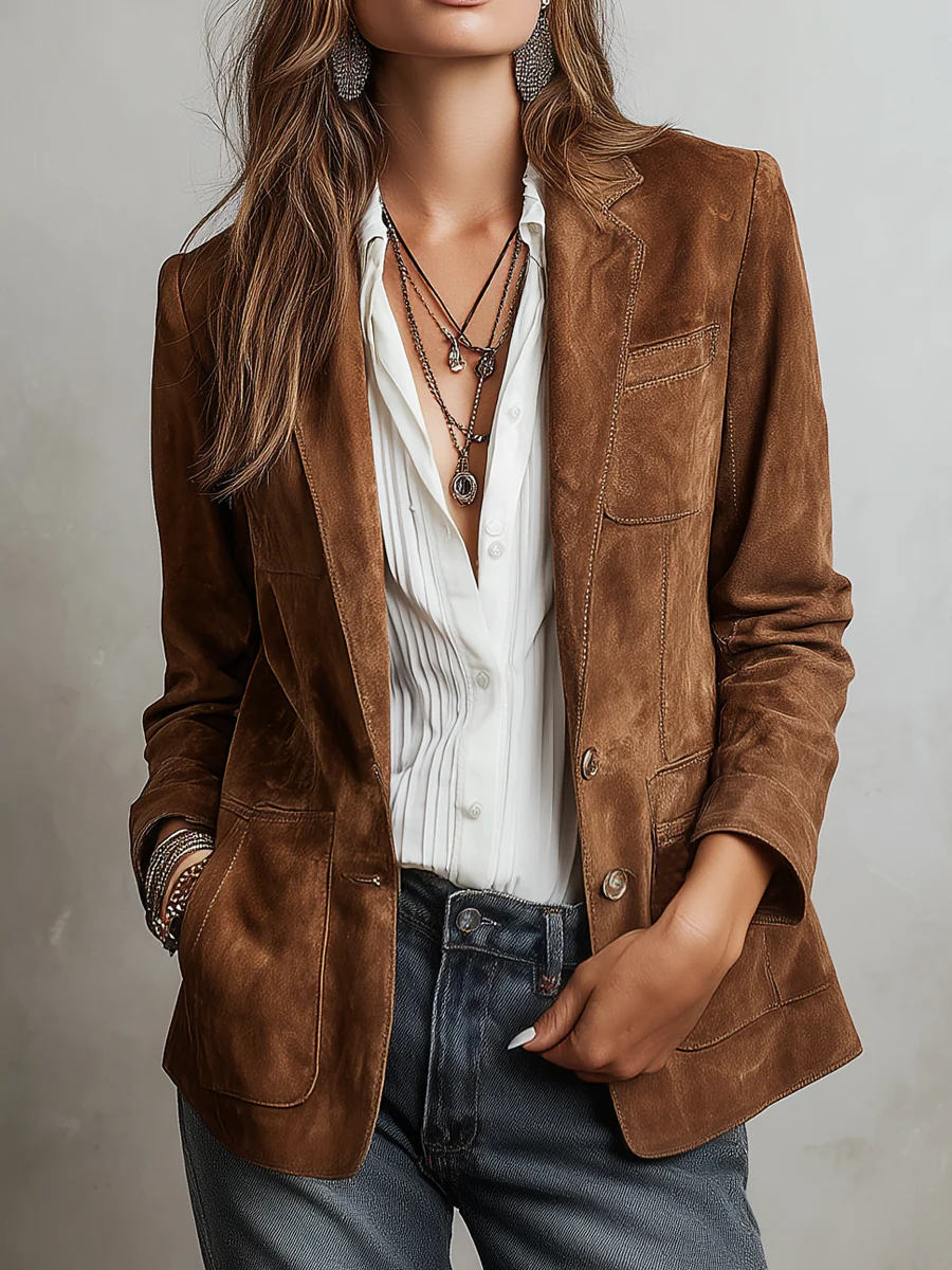 Mirevalle - Maßgeschneiderter Wildlederblazer im Vintage-Stil