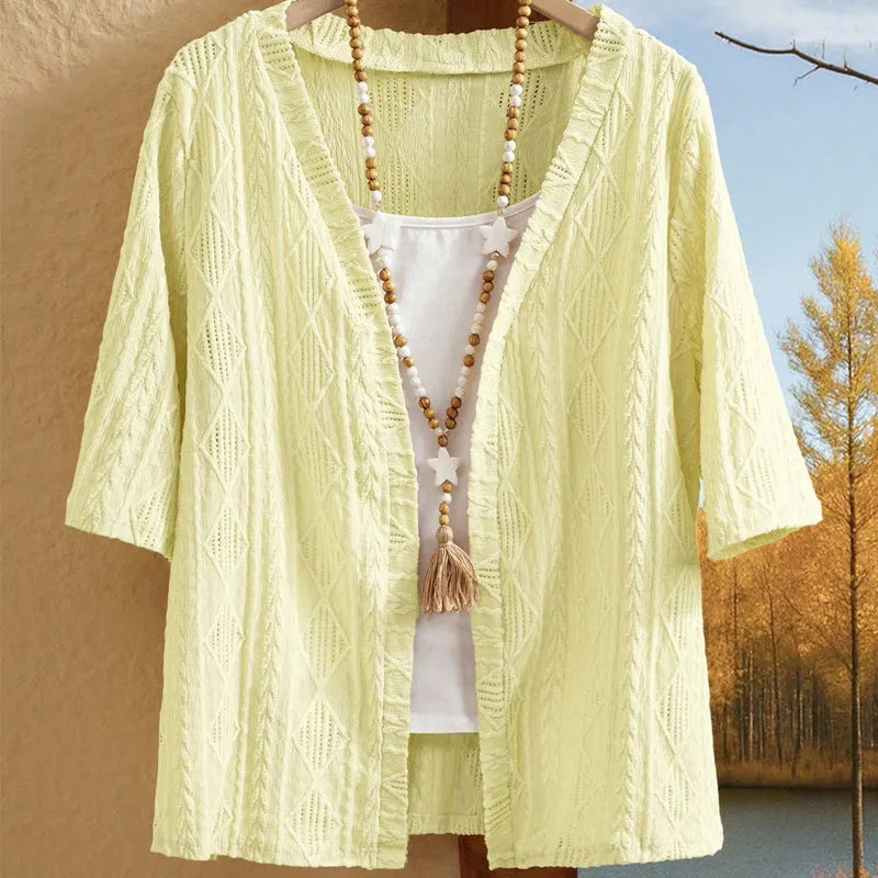 Delienne - Weiche Ajour-Strickjacke