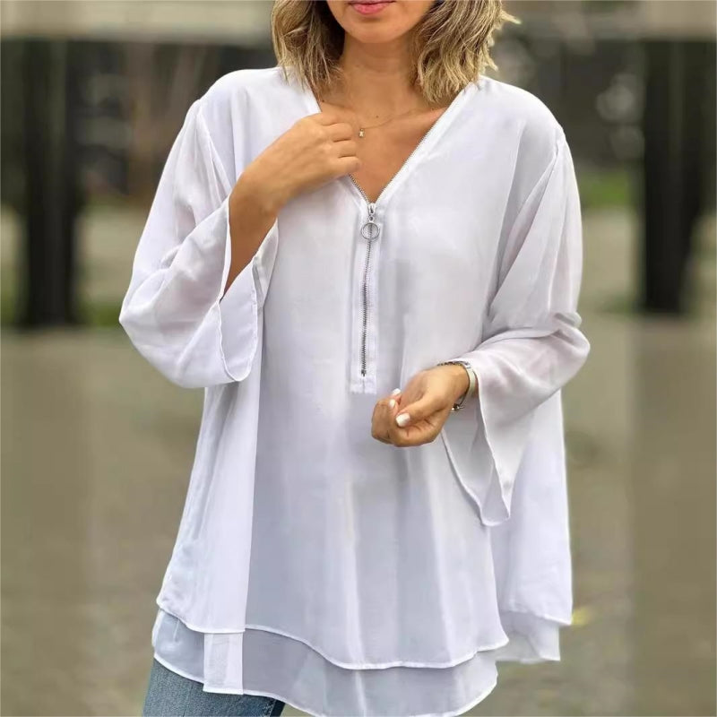 Brinavelle - fließende Chiffon-Tunika-Bluse