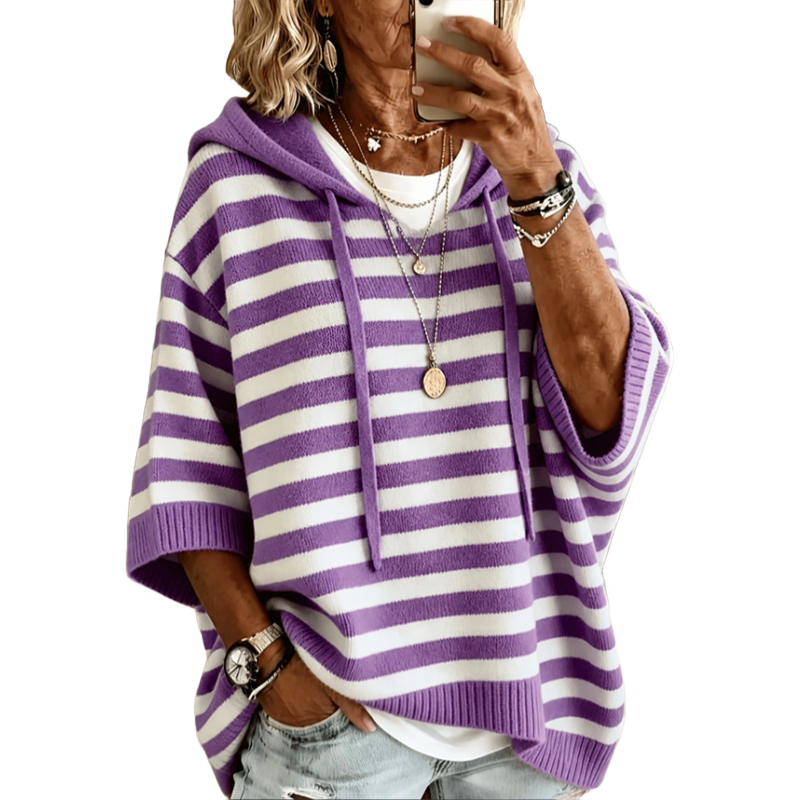 Leontine - Gestreifter Strickhoodie