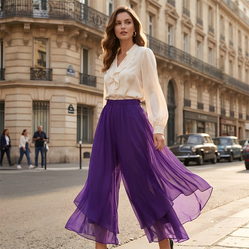 Hope - weite Hose mit Chiffon-Overlay