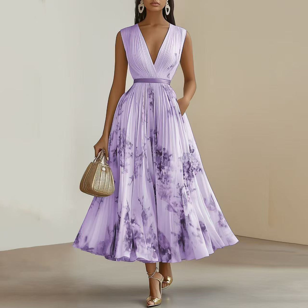Nadia - Florales plissiertes Midikleid