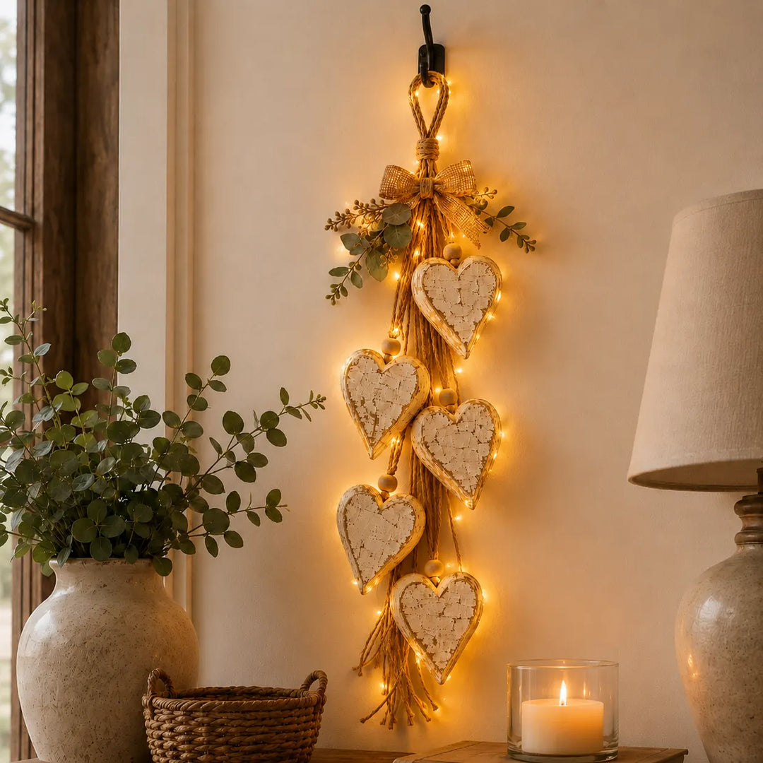 Alinora - Verwitterte Heart-Tassel-Wanddekoration