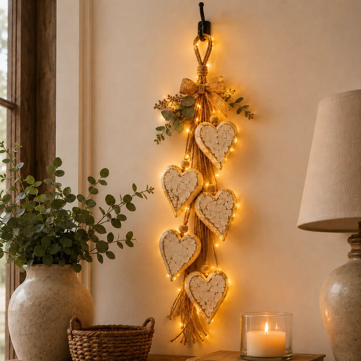 Alinora - Verwitterte Heart-Tassel-Wanddekoration