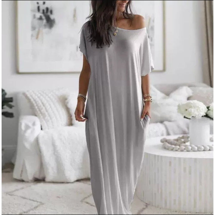 Adalynne - Lässiges schulterfreies Maxikleid