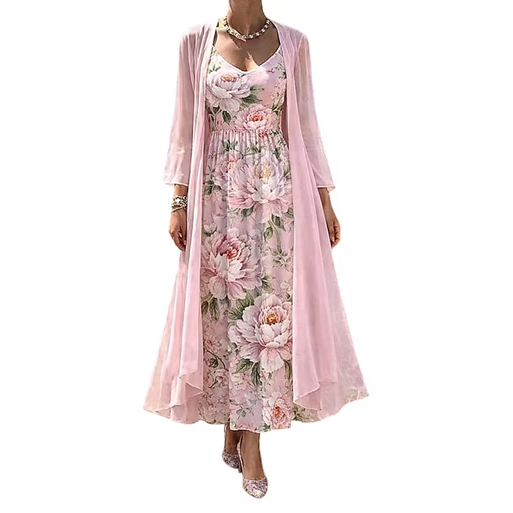 Asteria - Zweiteiliges Set mit floralem Maxikleid