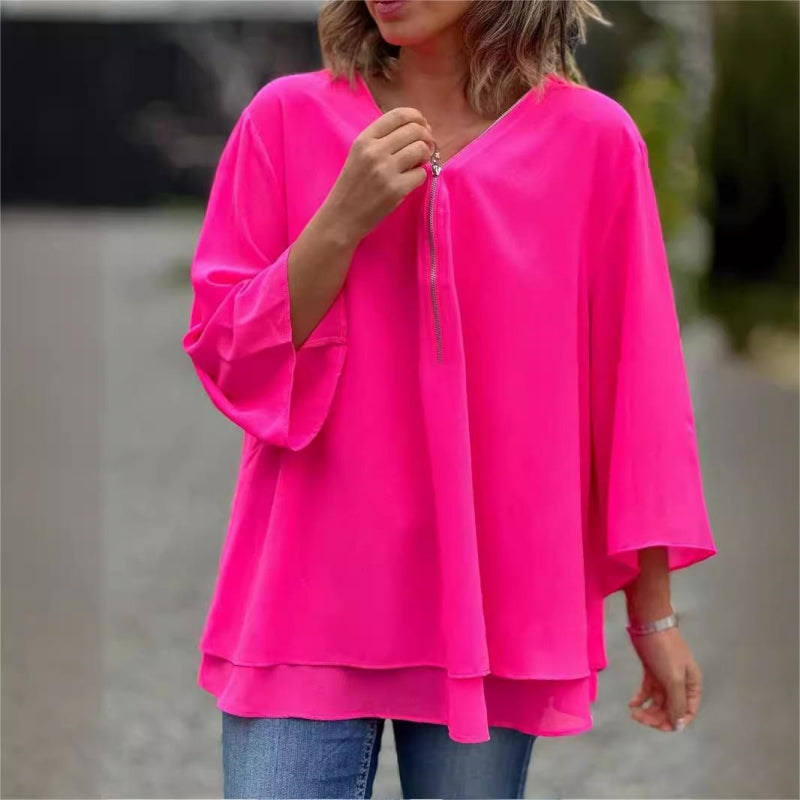 Brinavelle - fließende Chiffon-Tunika-Bluse
