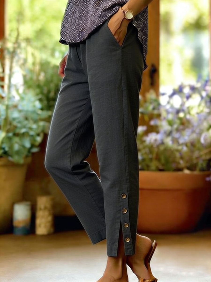 Bellamy - Knöchellange Hose mit Knopfdetail