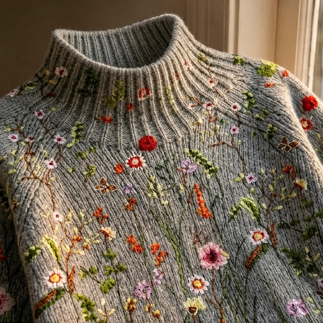 Adorelia - Weicher, floral gemusterter Strickpullover
