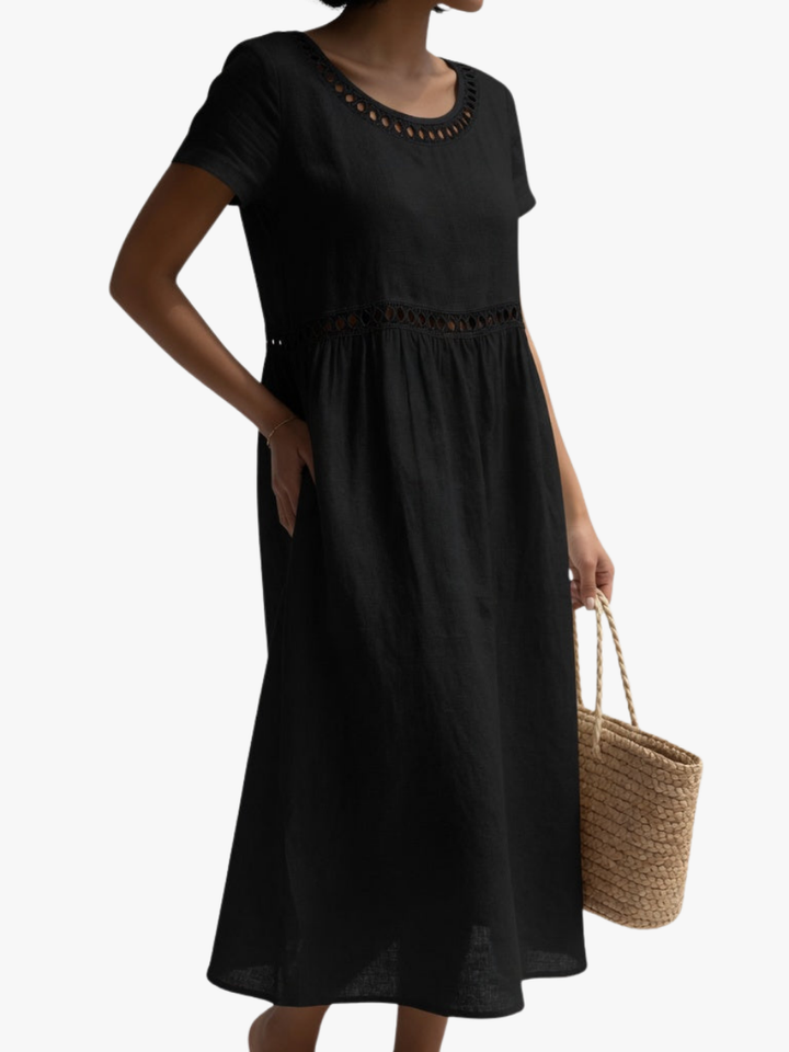 Ysoline - Besticktes Soft-Touch-Midikleid