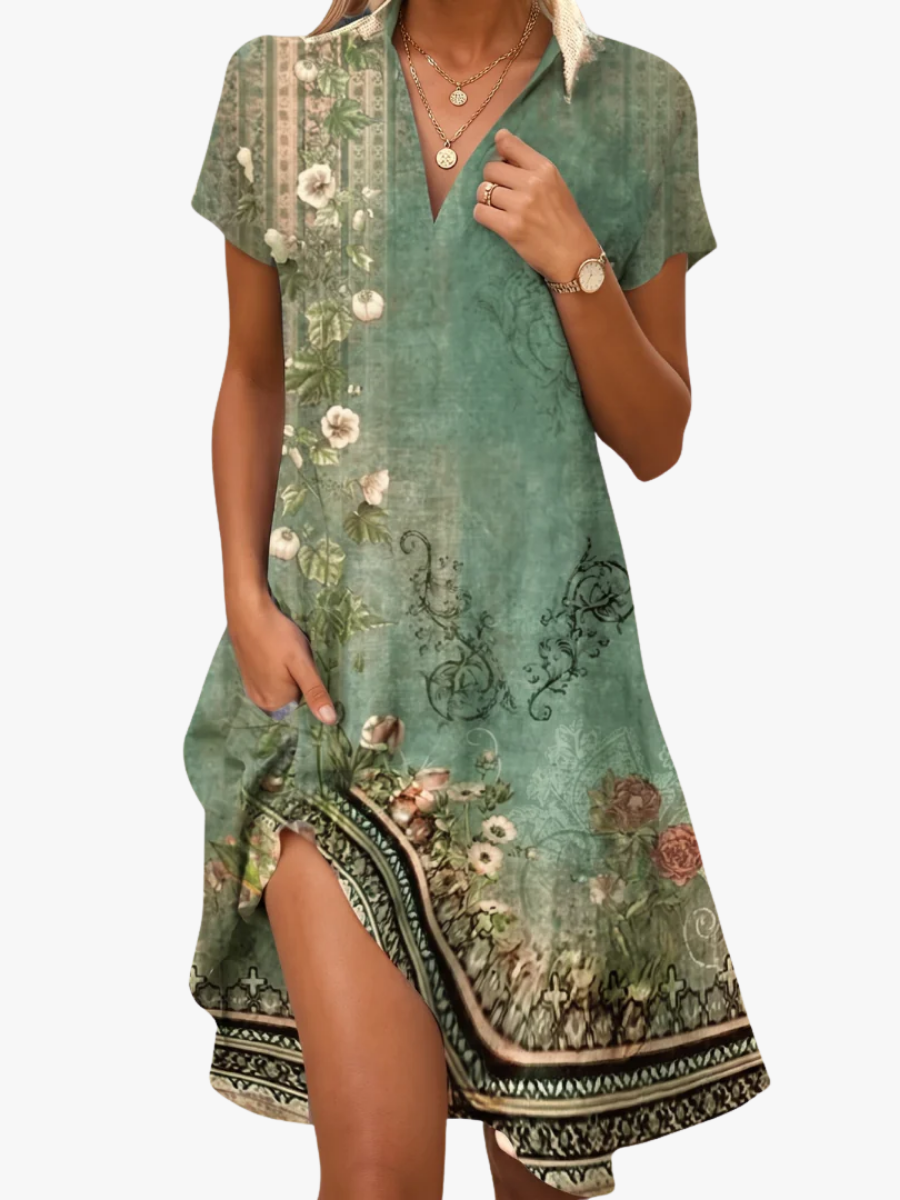 Leorine - Florales Softtouch-Midikleid