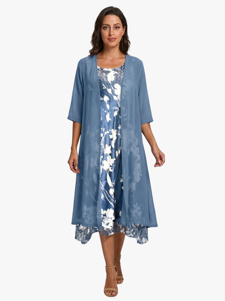 Delavelle - Elegantes, mehrlagiges Midikleid-Set
