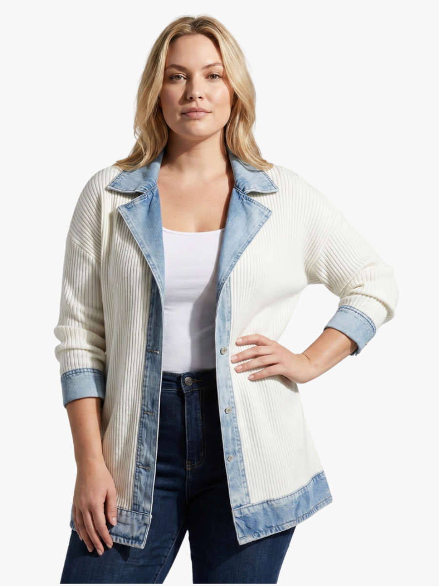 Juliette - Strickjacke mit Denim-Besatz