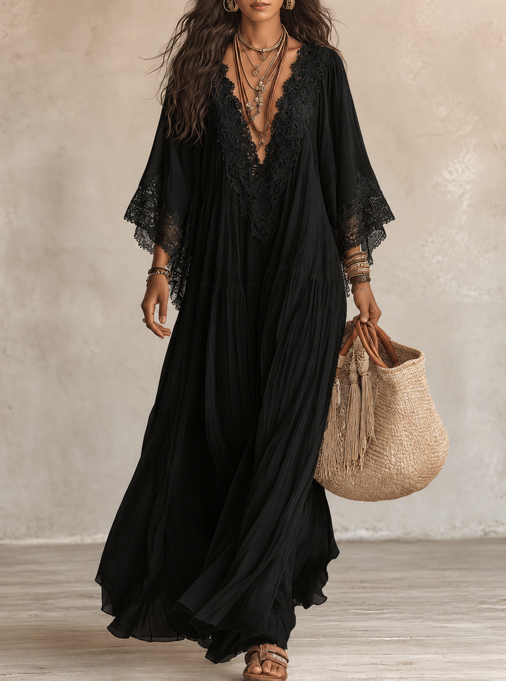 Aerinne - Luftiges plissiertes Maxikleid