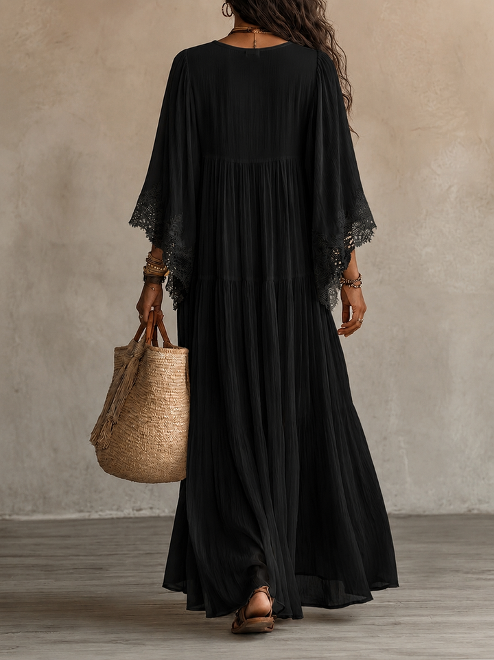 Aerinne - Luftiges plissiertes Maxikleid