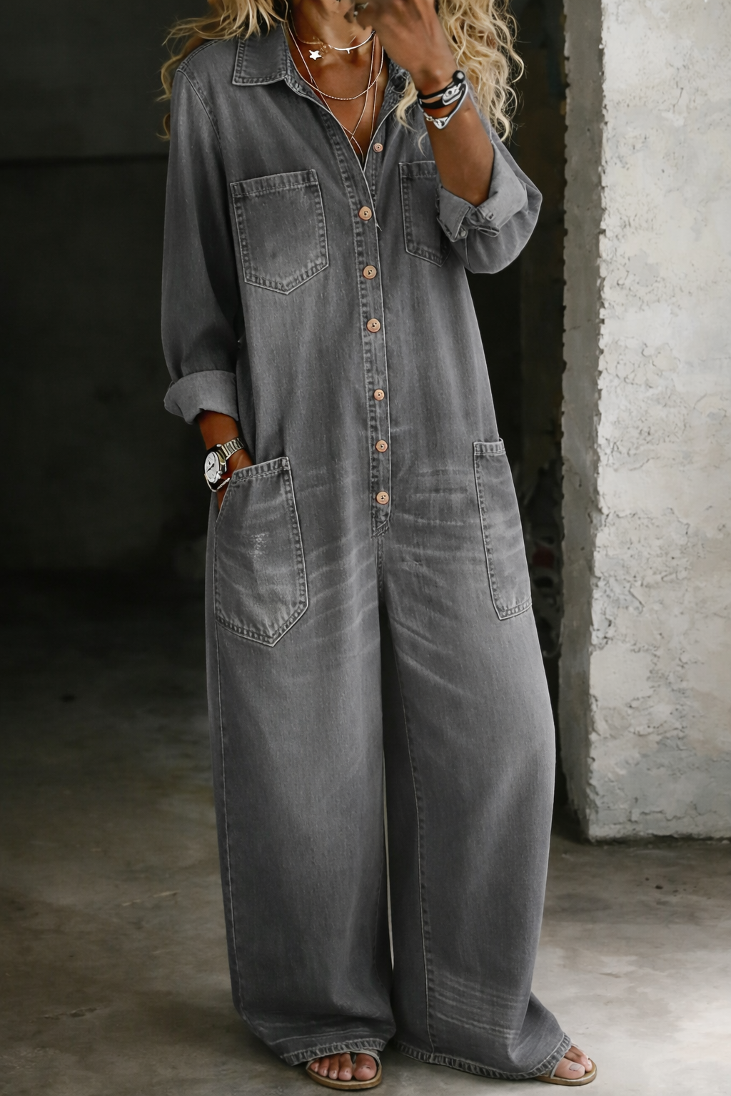Thalassa - Legerer Denim-Jumpsuit