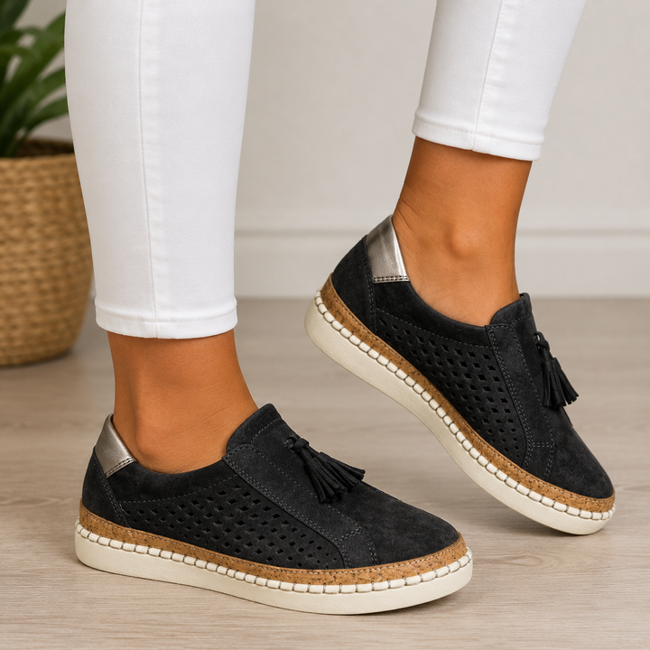 Anceline - Perforierte Komfort-Sneaker mit Quasten