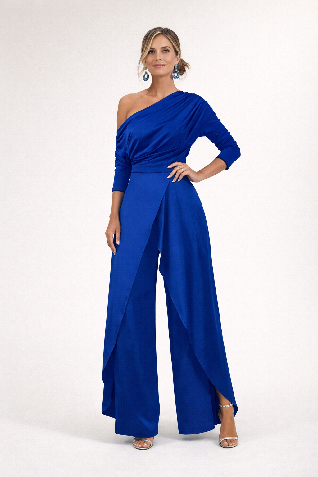 Delphara - Weitbeiniger One-Shoulder-Jumpsuit mit Soft-Touch-Finish