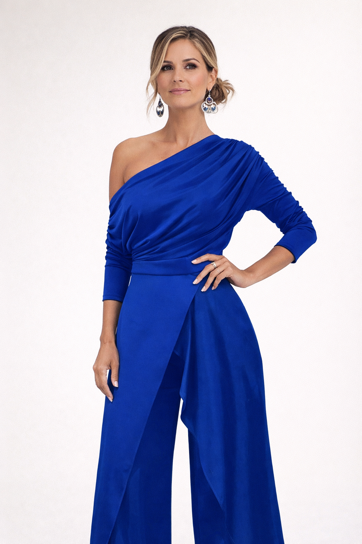Delphara - Weitbeiniger One-Shoulder-Jumpsuit mit Soft-Touch-Finish