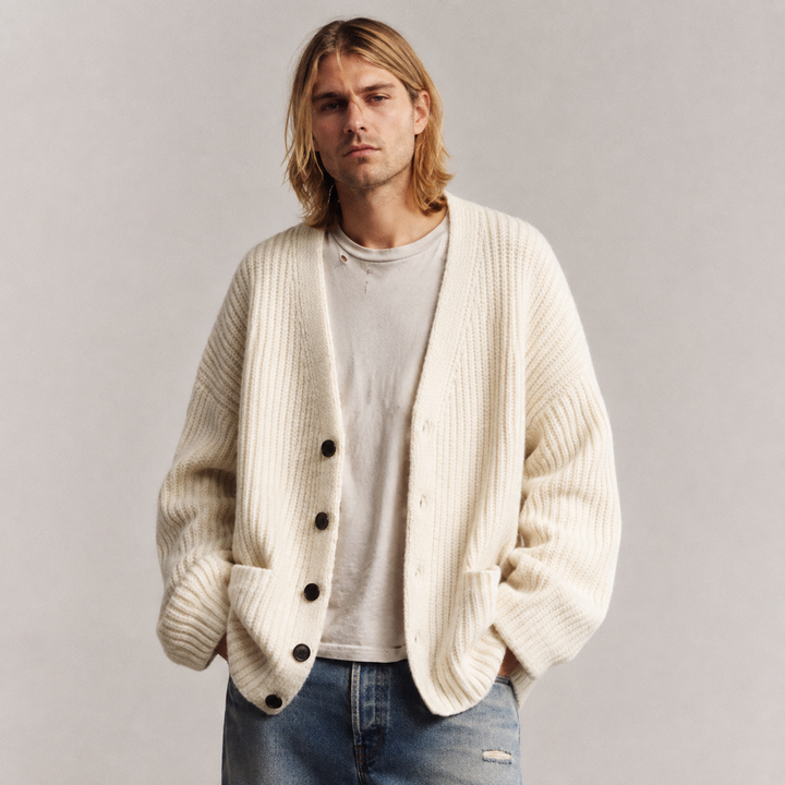 Galienne - Oversized Soft-Touch-Strickjacke mit V-Ausschnitt