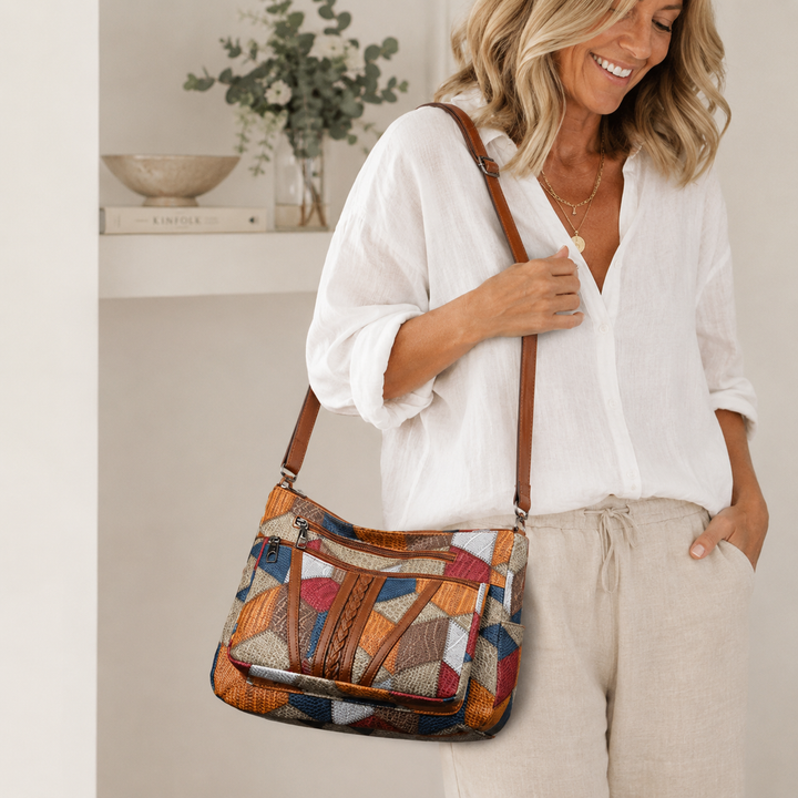 Lauranique - weichgriffige Patchwork-Umhängetasche