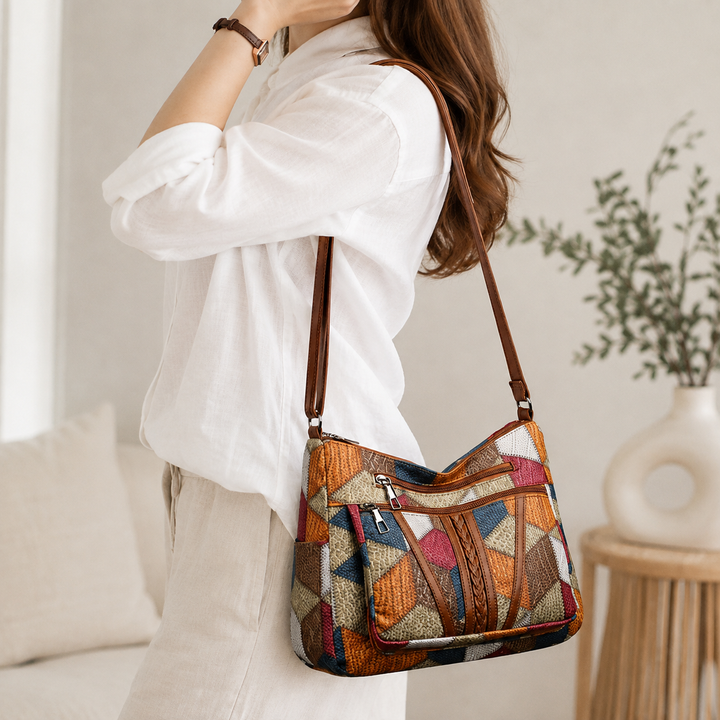 Lauranique - weichgriffige Patchwork-Umhängetasche