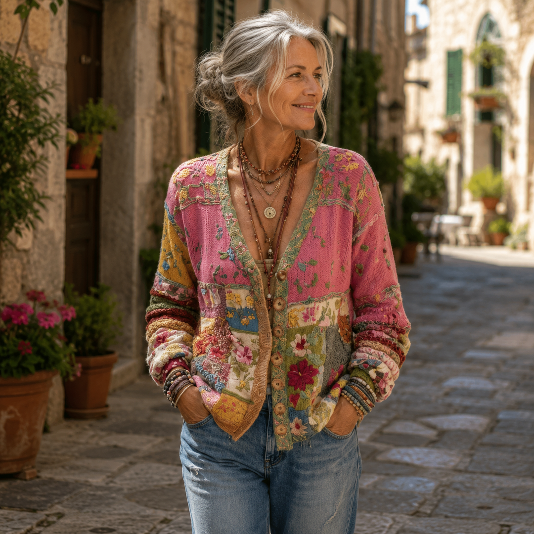 Celestara - Softtouch-Patchwork-Strickjacke