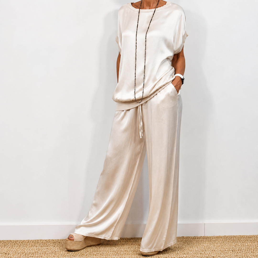 Nadine - Set aus Satinoberteil und weiter Hose