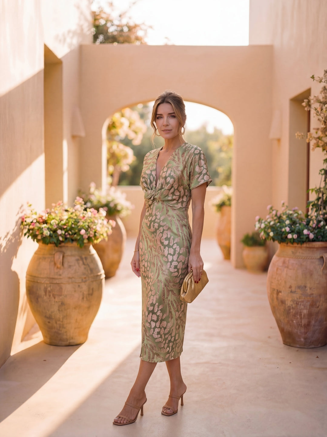 Selina - Drapiertes Kleid mit Knotendetail an der Taille