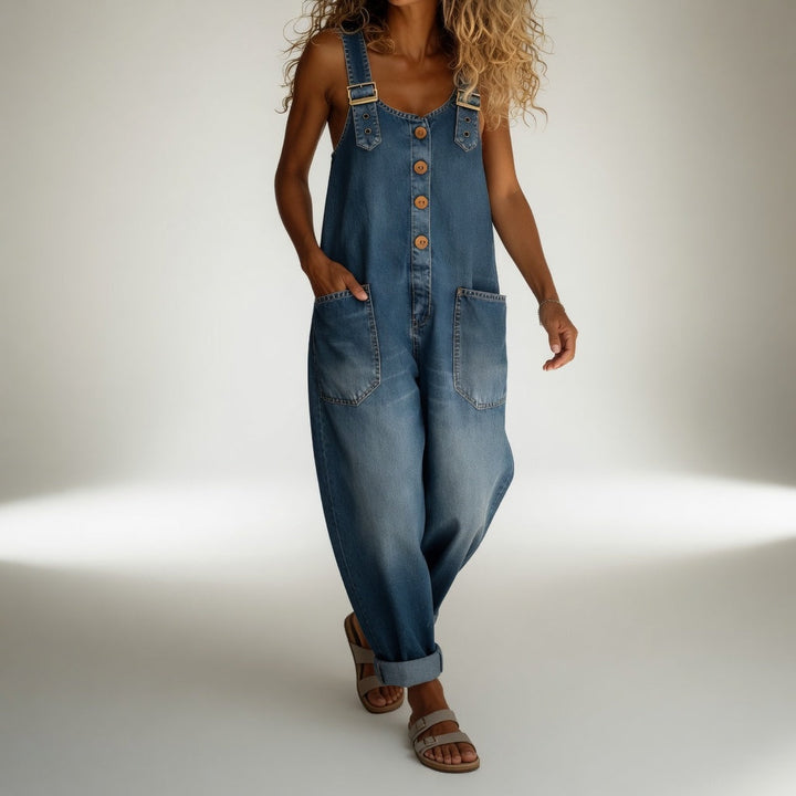 Opaline - Jeans-Latzhose mit Knopfleiste