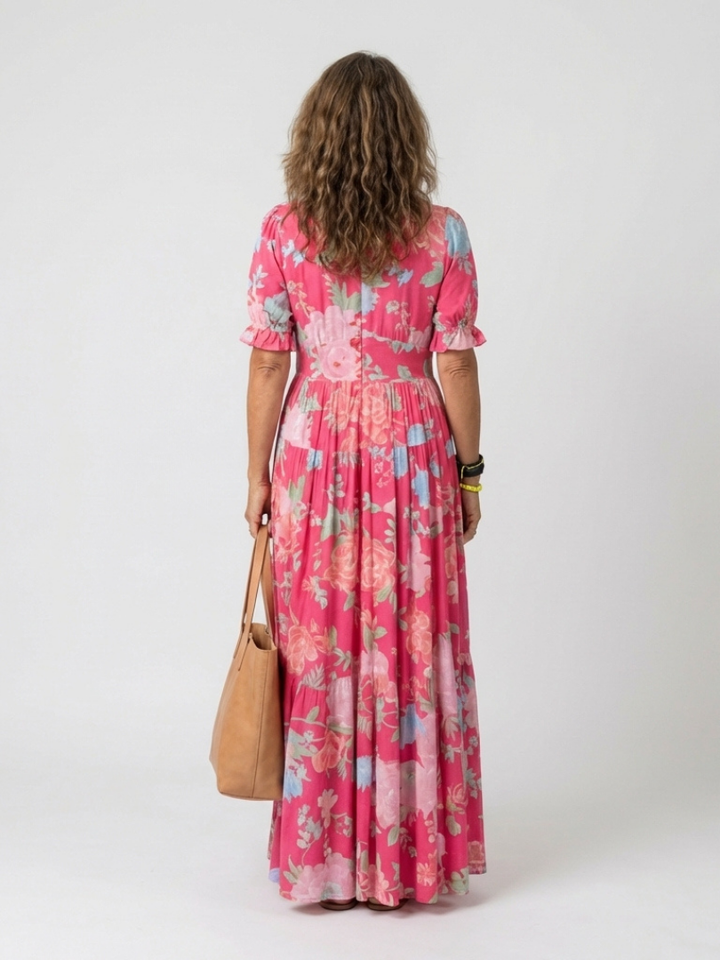 Adelisse - Florales plissiertes Maxikleid