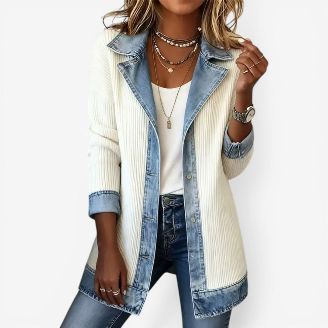 Juliette - Strickjacke mit Denim-Besatz