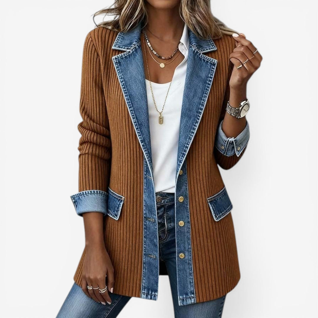 Juliette - Strickjacke mit Denim-Besatz