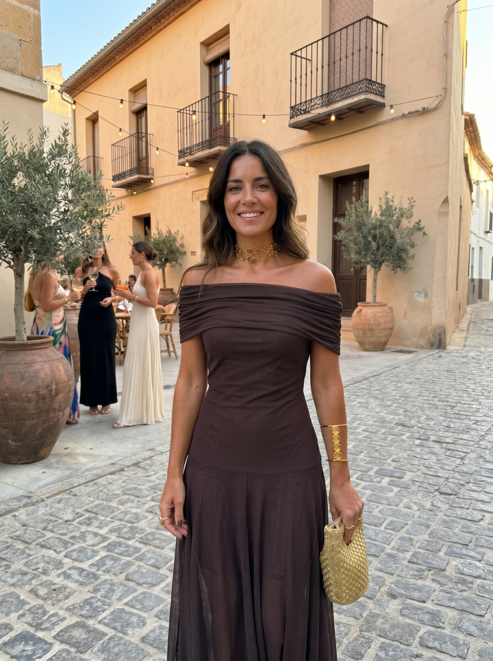 Kaida - Drapiertes Carmen-Kleid