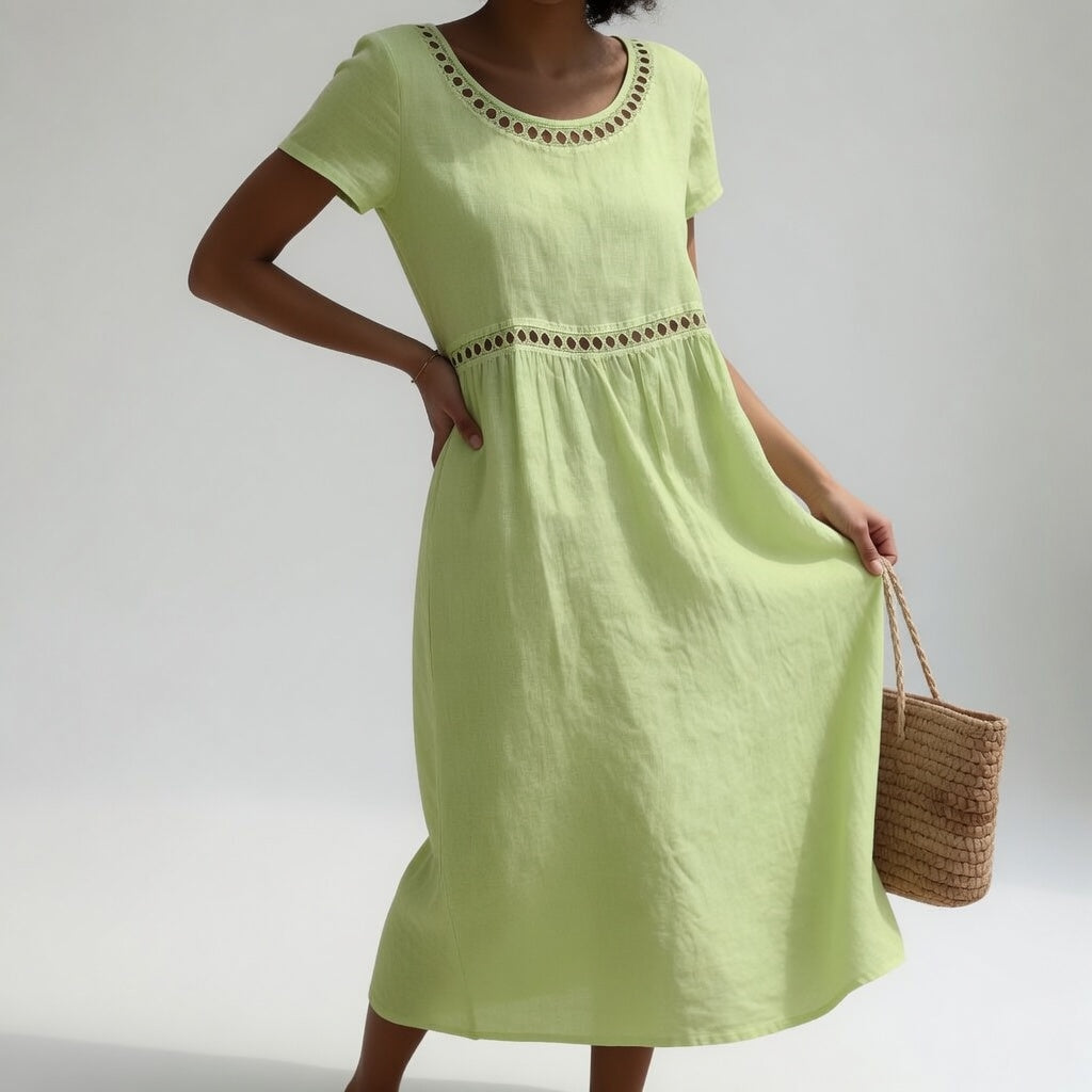 Ysoline - Besticktes Soft-Touch-Midikleid