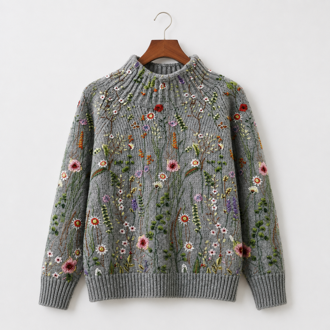 Adorelia - Weicher, floral gemusterter Strickpullover