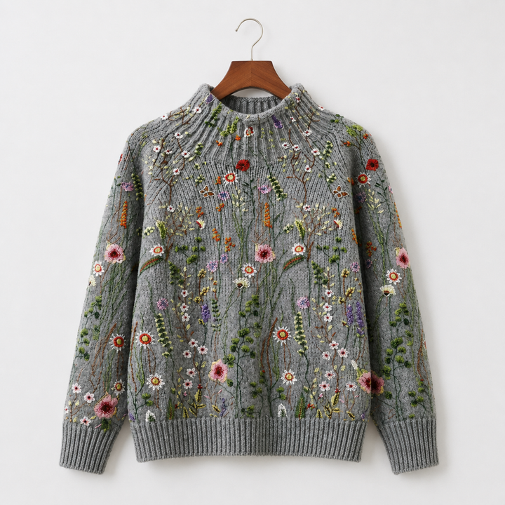 Adorelia - Weicher, floral gemusterter Strickpullover