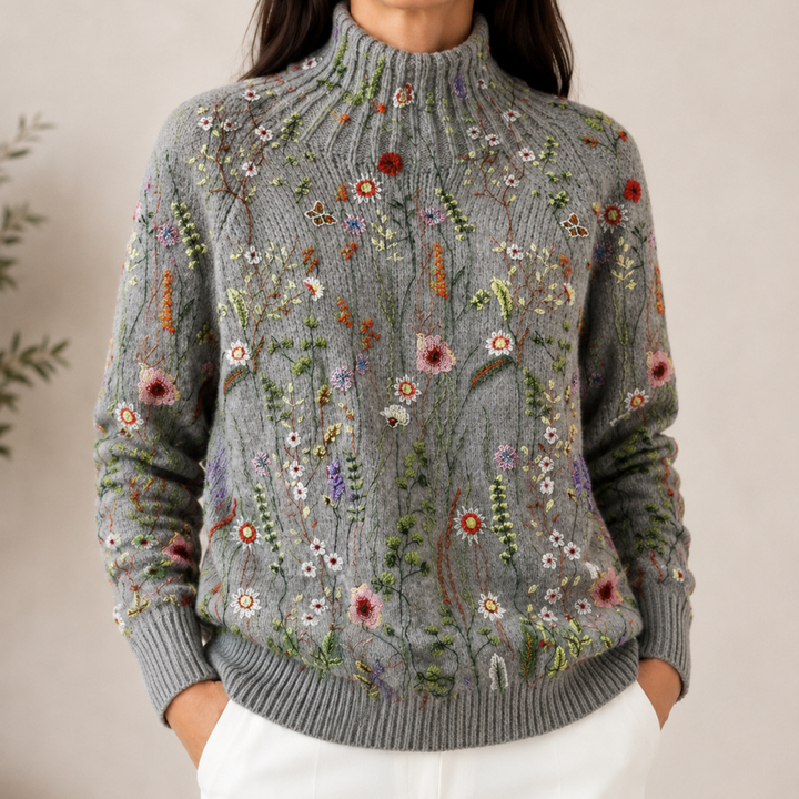 Adorelia - Weicher, floral gemusterter Strickpullover