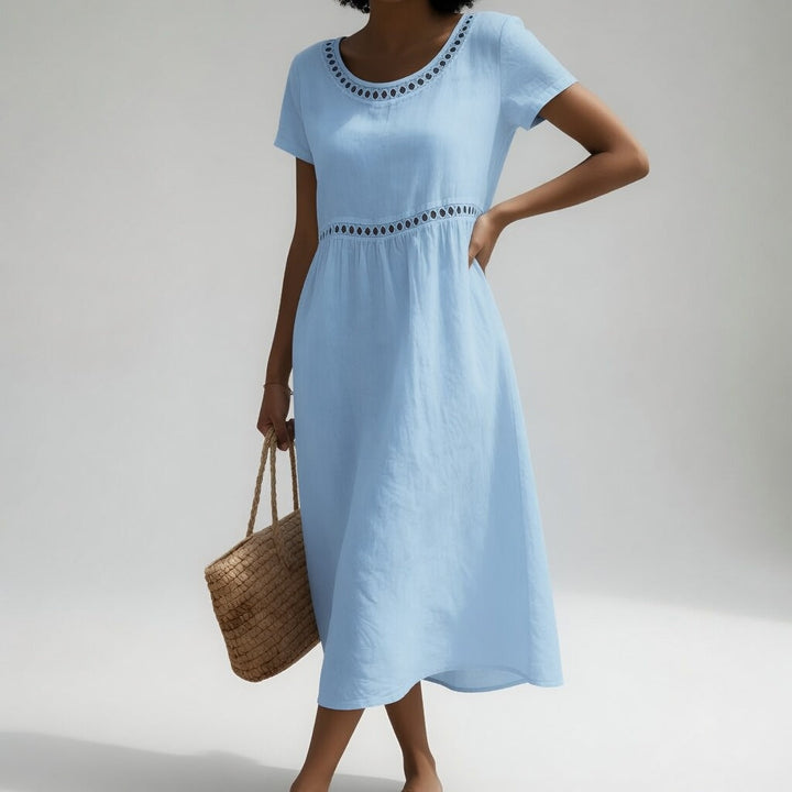 Ysoline - Besticktes Soft-Touch-Midikleid