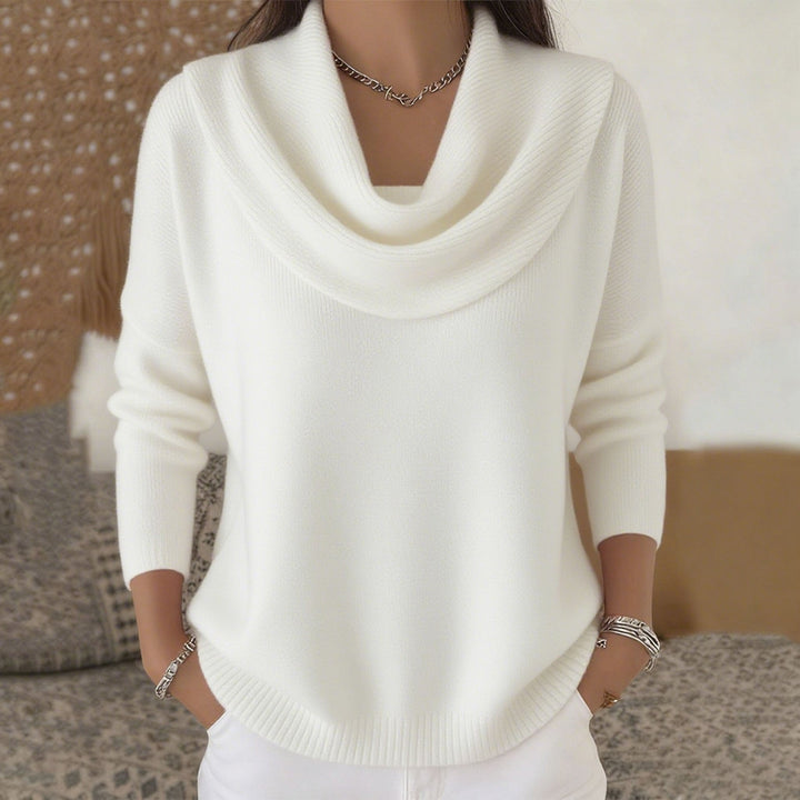 Mirelia - Drapierter Wasserfallkragen-Pullover