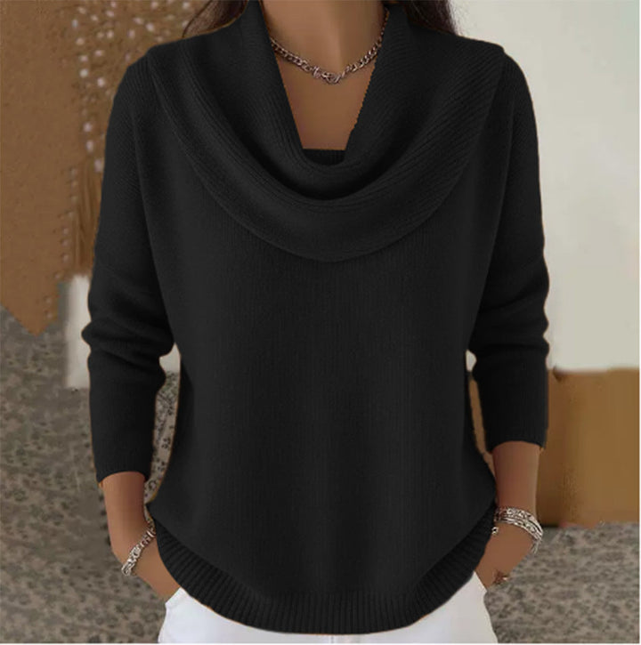 Mirelia - Drapierter Wasserfallkragen-Pullover