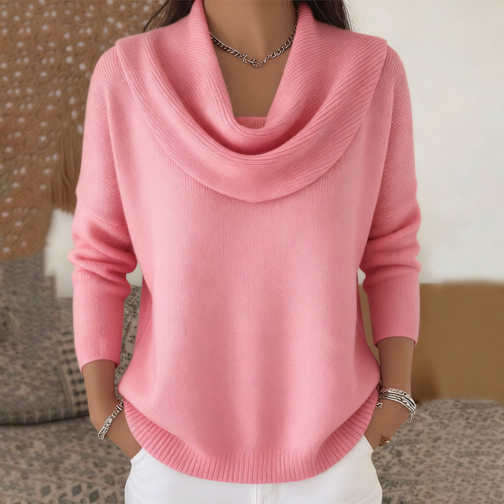 Mirelia - Drapierter Wasserfallkragen-Pullover