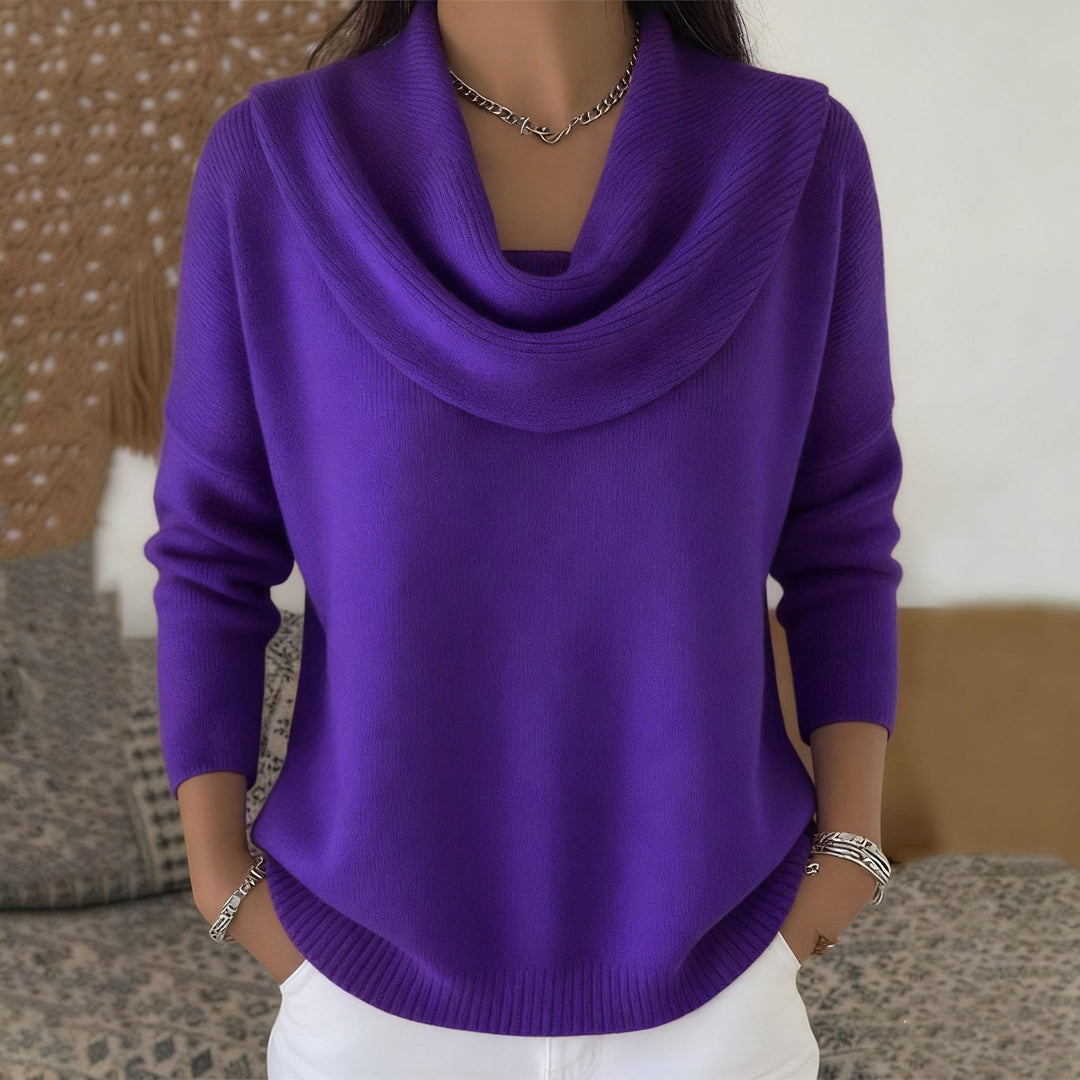Mirelia - Drapierter Wasserfallkragen-Pullover