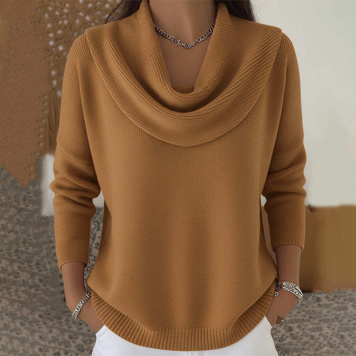 Mirelia - Drapierter Wasserfallkragen-Pullover