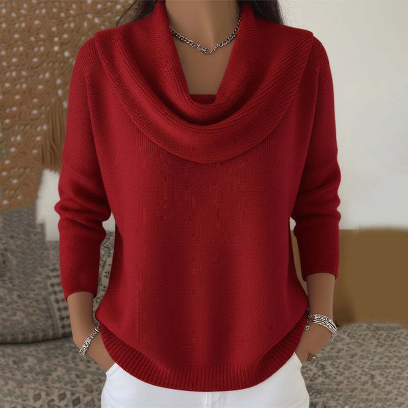 Mirelia - Drapierter Wasserfallkragen-Pullover